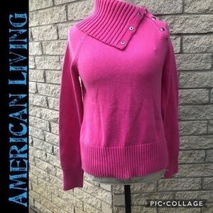 Pink Button Neck Sweater BBB1